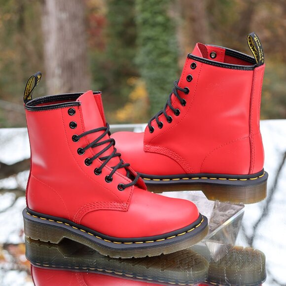 Dr. Martens 1460 Satchel Red Smooth Leather Boots - Picture 1 of 16
